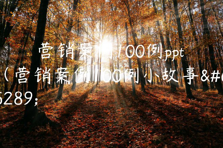 营销案例100例ppt（营销案例100例小故事）