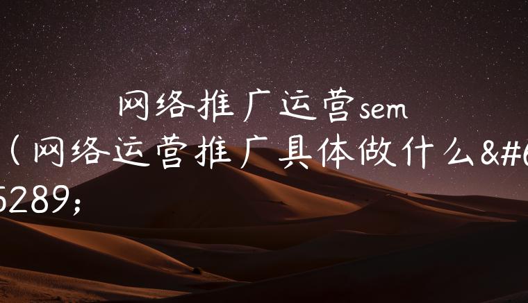 网络推广运营sem（网络运营推广具体做什么）