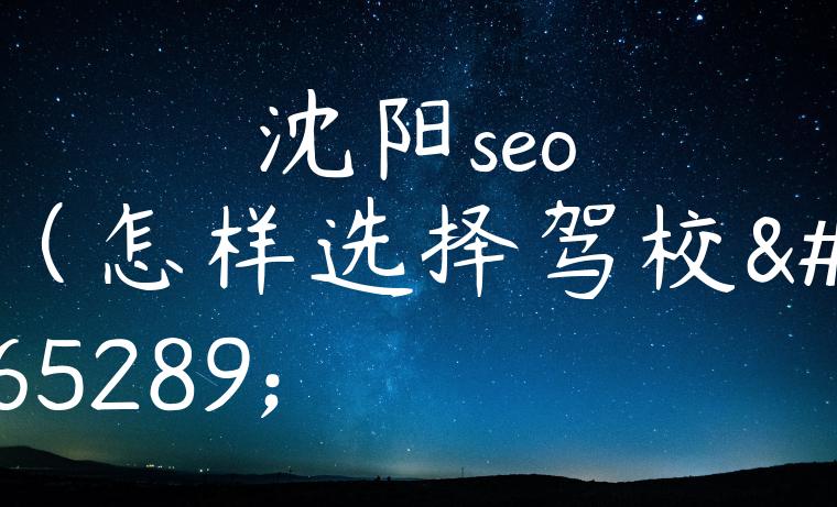 沈阳seo（怎样选择驾校）