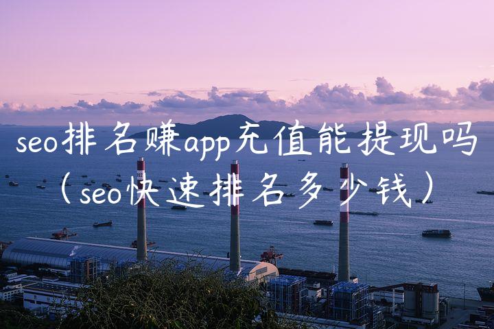 seo排名赚app充值能提现吗（seo快速排名多少钱）