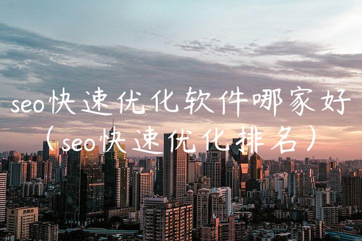 seo快速优化软件哪家好（seo快速优化排名）