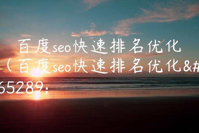 百度seo快速排名优化（百度seo快速排名优化）