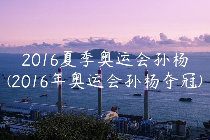 2016夏季奥运会孙杨(2016年奥运会孙杨夺冠)