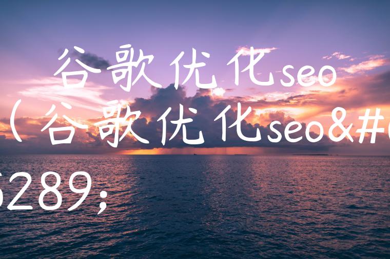 谷歌优化seo（谷歌优化seo）